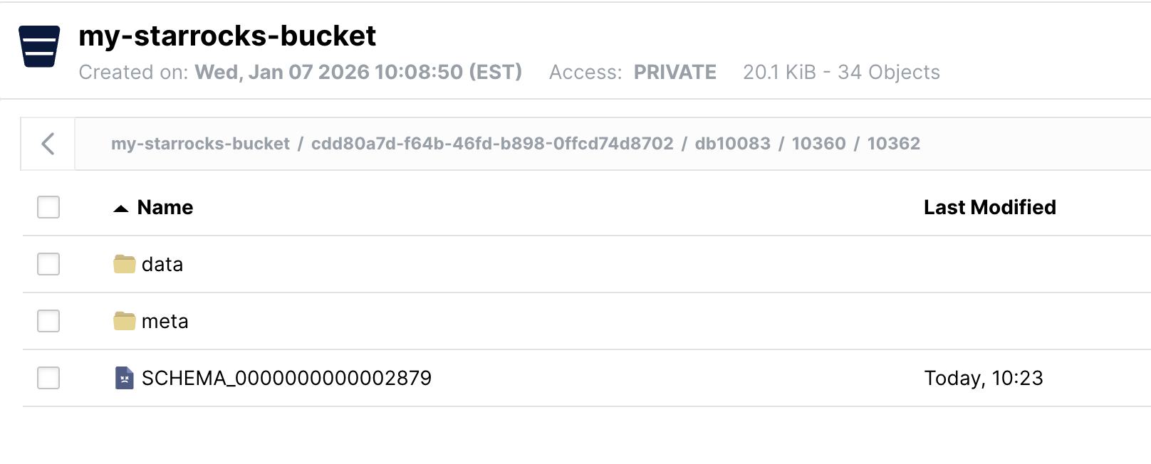 MinIO オブジェクトブラウザ
